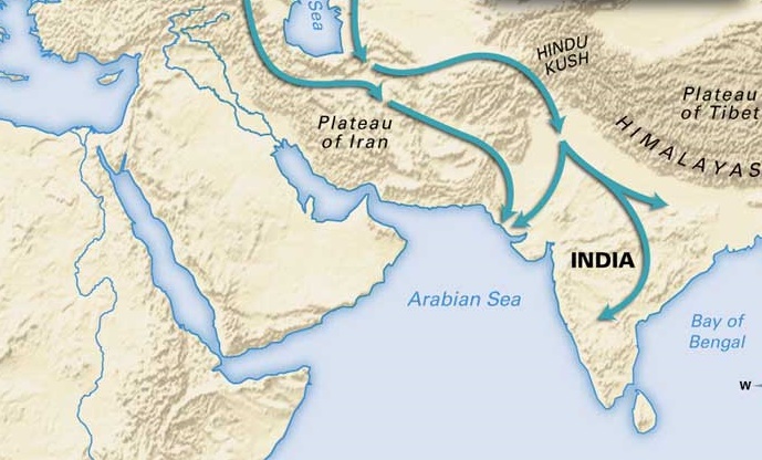 peta Arya menginvasi India
